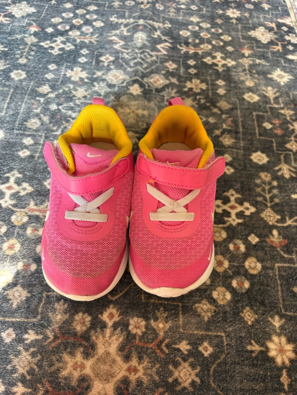 Nike Kids Pink Sneakers with Yellow Lining